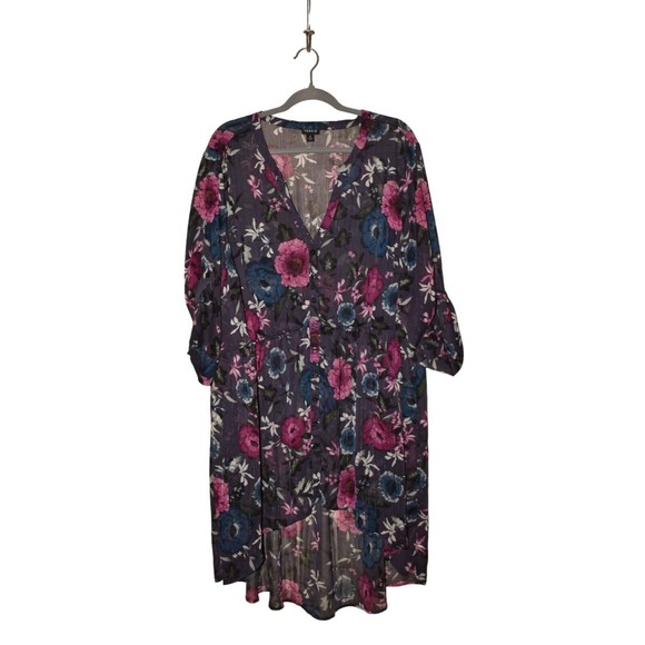 TORRID $60 Metallic Sheer Woven Floral Button-Up Babydoll Tunic 4 / 4X - Picture 1 of 3